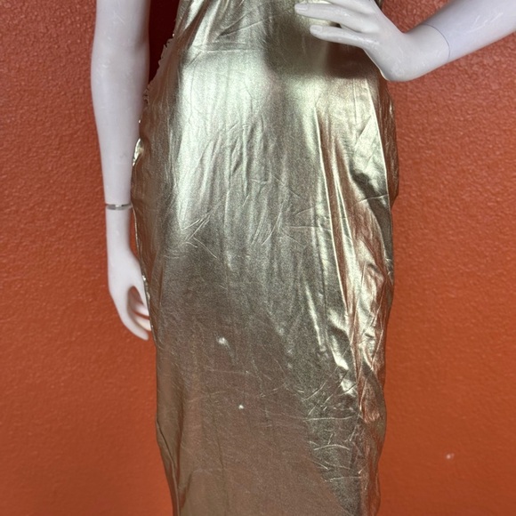 CHERLEY Women's Lucie Metallic Ruched & Cutout Midi Dress in Gold Size S.  B36 - Picture 4 of 14